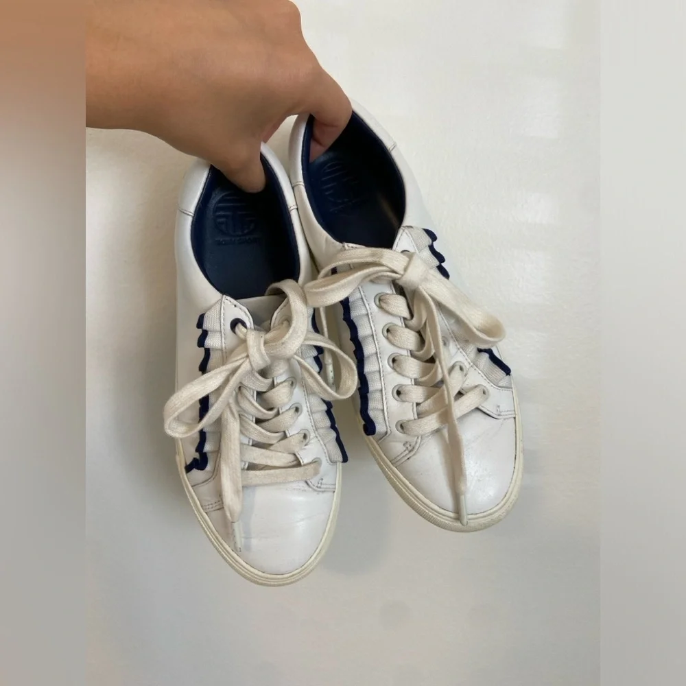 Tory Burch Sport White Ruffle Sneakers Size 6.5